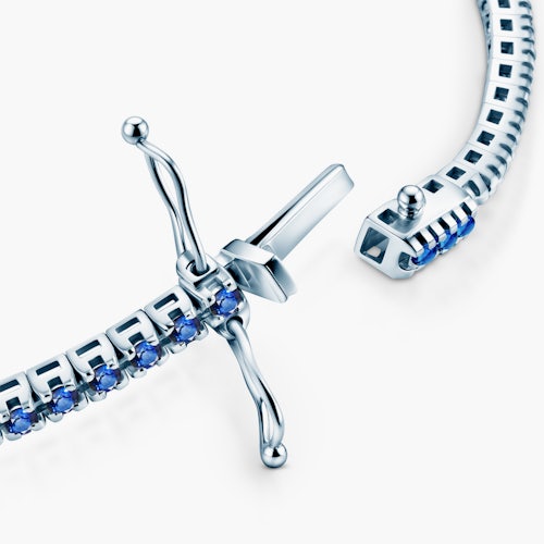 Bransoletka tenisowa Luminy 3,0mm: białe złoto, niebieskie szafiry